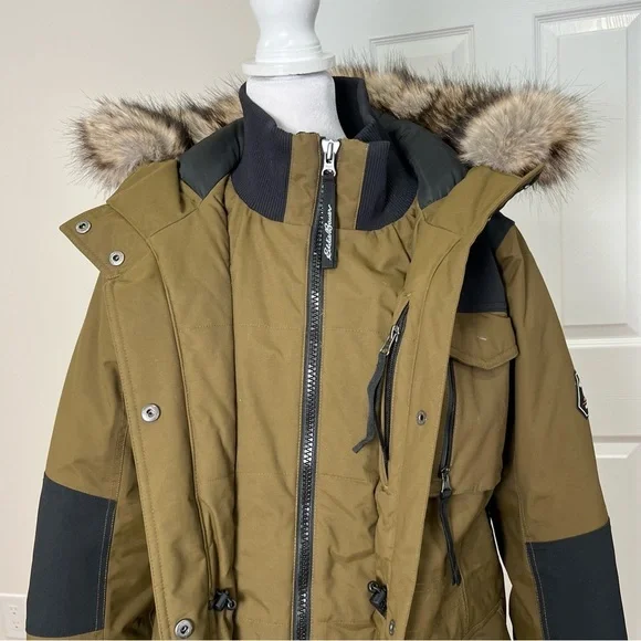 EDDIE BAUER WOMEN'S VINSONMOUNTAIN OPS DOWN PARKA FAUXFUR